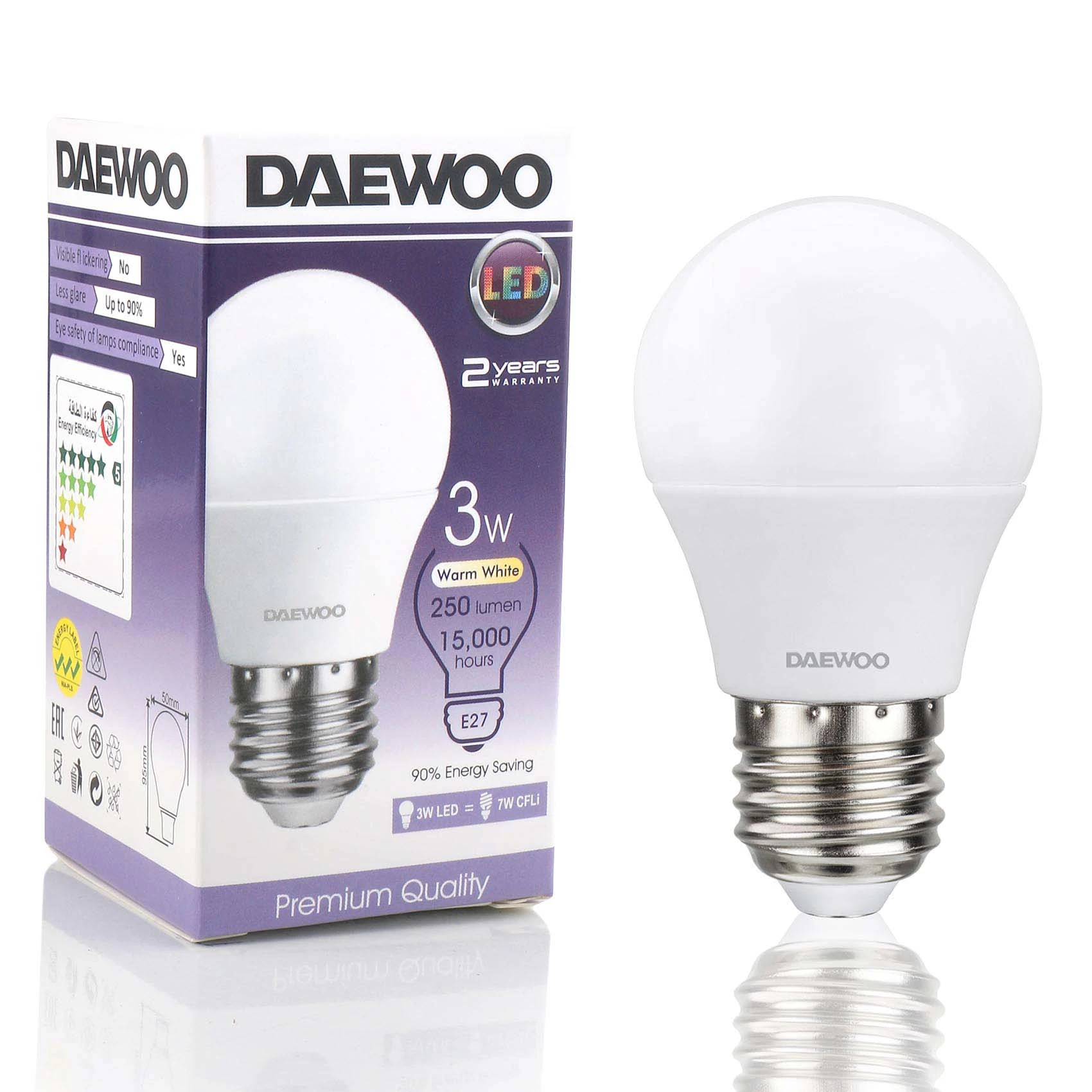 DAEWOO ENERGY SAVING LED BULB E27-3W DL2703DN WARM WHITE