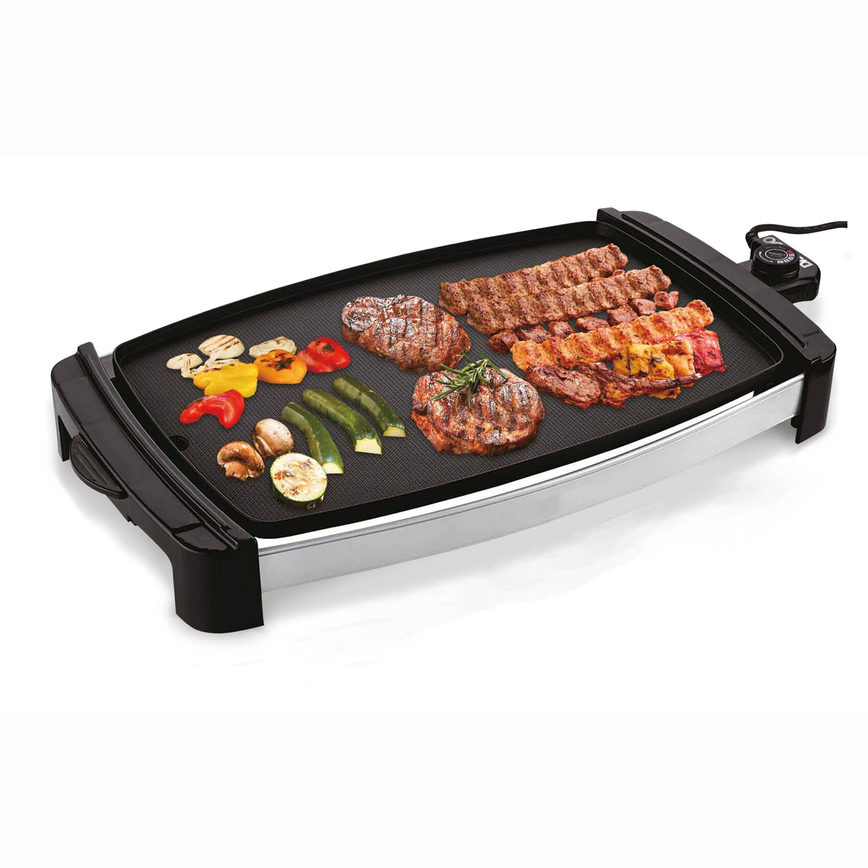 NAMSON MULTIPURPOSE ELECTRIC GRILL PAN 2000W NA-7817 WITH ADJUSTABLE TEMPERATURE CONTROLL AND COOL TOUCH HANDLE |NON-STICK COATED | REMOVABLE OIL TRAY
